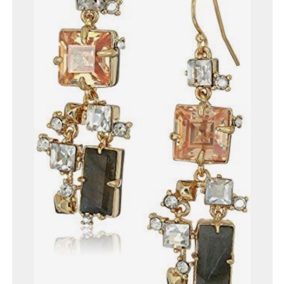 ALEXIS BITTAR • NEW Geometric Labradorite Stone Crystal Satellite Drop Earrings - Picture 8 of 9